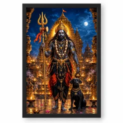 Ujjain Kaal Bhairav Protector Photo Frame — black frame clean