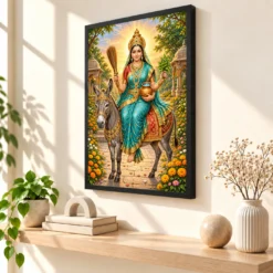 Sheetla Mata Neem Blessings Photo Frame — black frame console