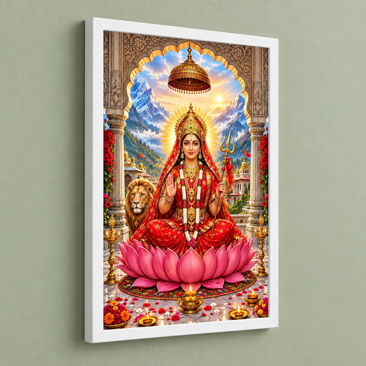 Chintpurni Mata Himachal Photo Frame 5 Chintpurni Mata Himachal Photo Frame — white frame angled wall