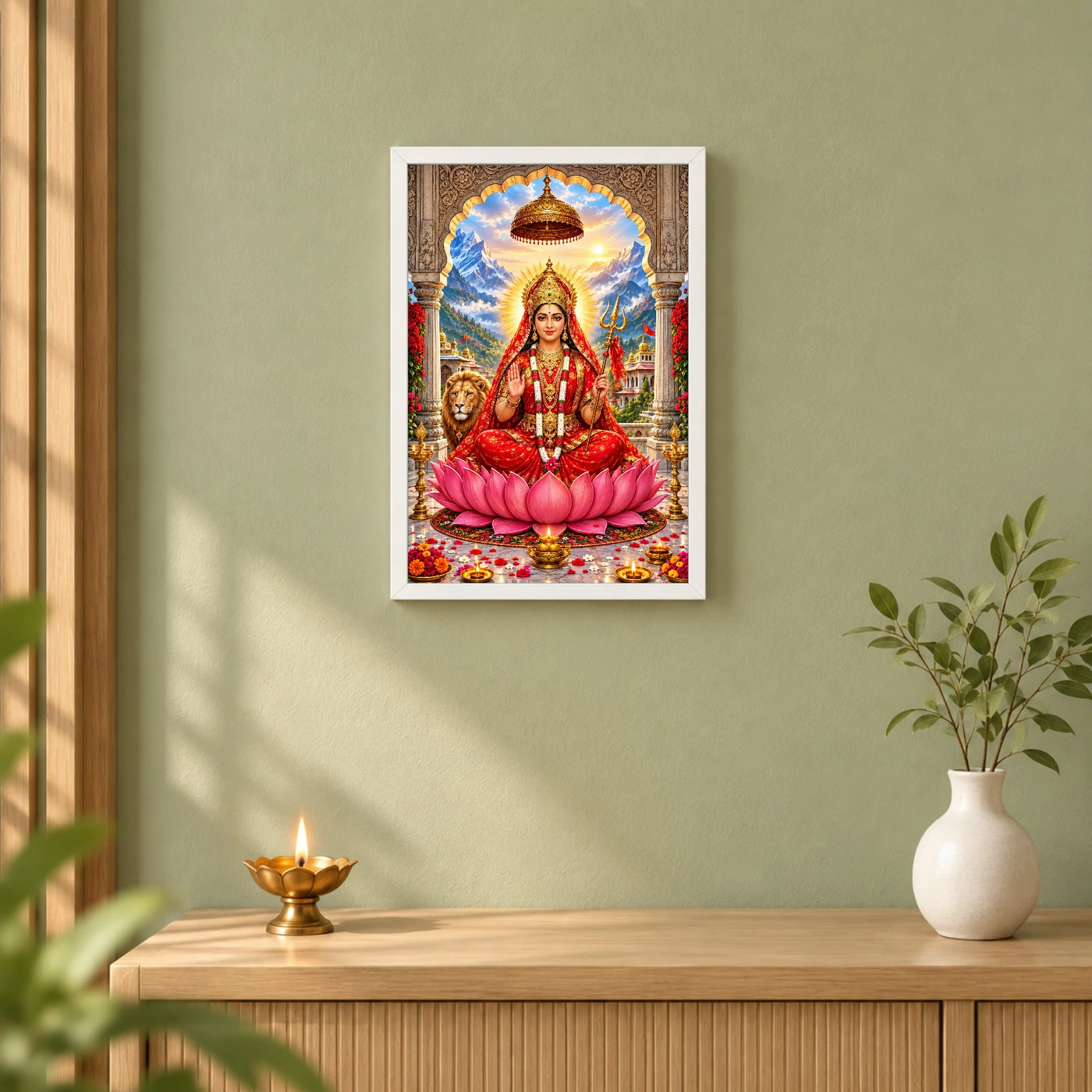 Chintpurni Mata Himachal Photo Frame 6 Chintpurni Mata Himachal Photo Frame — white frame distant wall