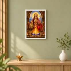 Jwala Ji Eternal Flame Photo Frame — white frame distant wall