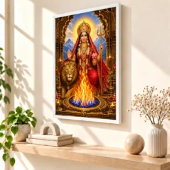 Jwala Ji Eternal Flame Photo Frame — white frame warm console