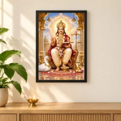 Chitragupta Celestial Court Photo Frame — black frame pooja shelf