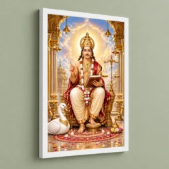 Chitragupta Celestial Court Photo Frame — white frame angled wall