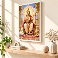 Chitragupta Celestial Court Photo Frame — white frame warm console