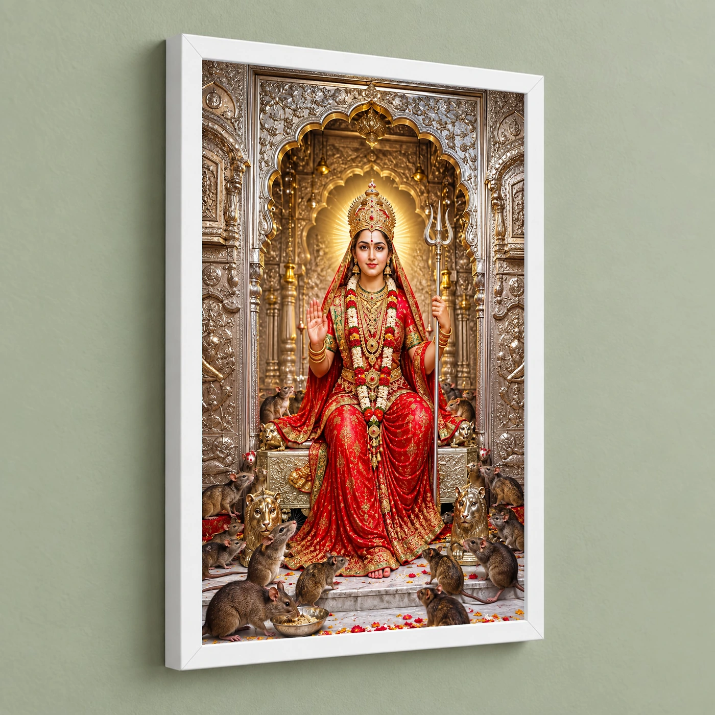 Karni Mata Deshnoke Photo Frame 5 Karni Mata Deshnoke Photo Frame — white frame angled wall