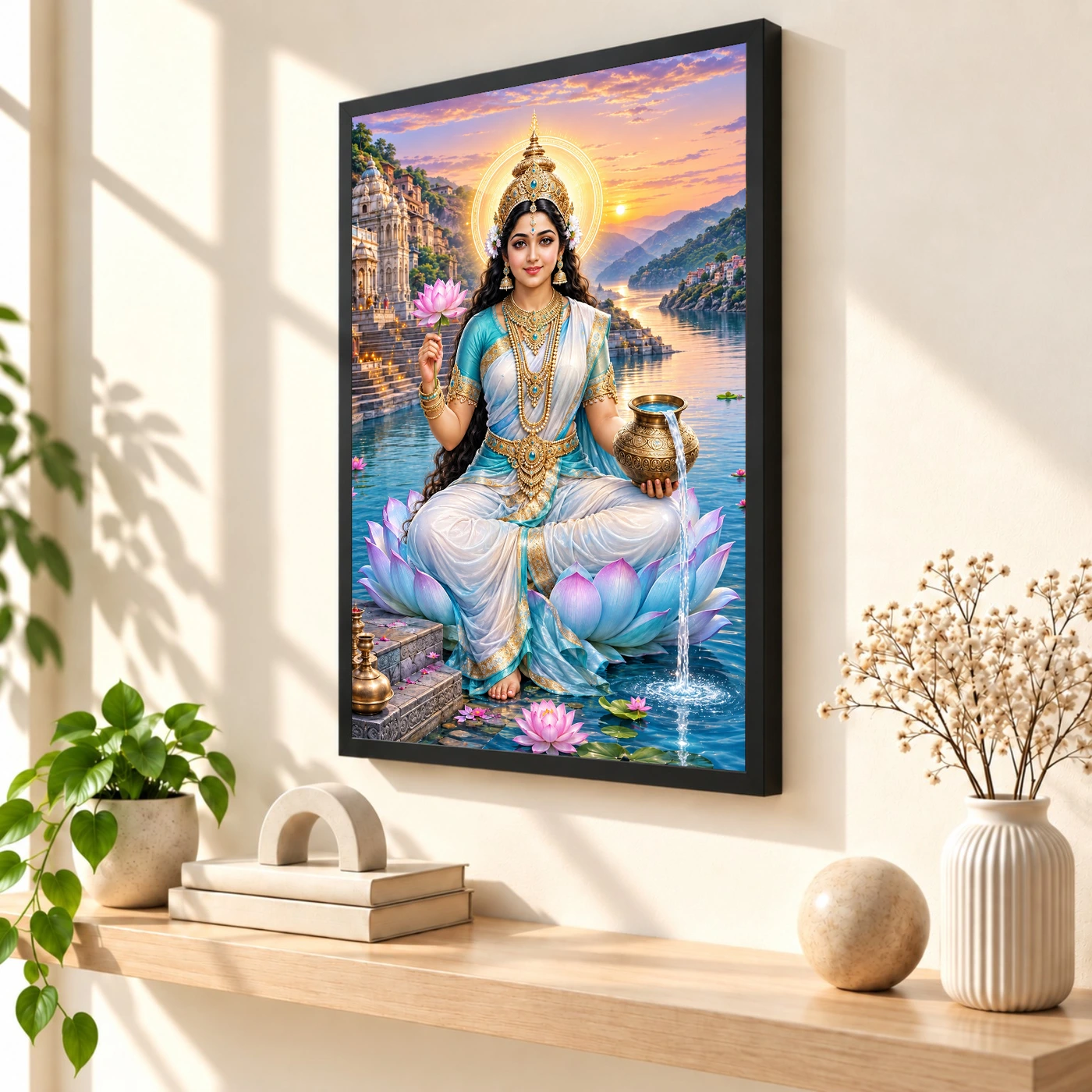 Narmada Maa River Blessings Photo Frame 52 Narmada Maa River Blessings Photo Frame — black frame