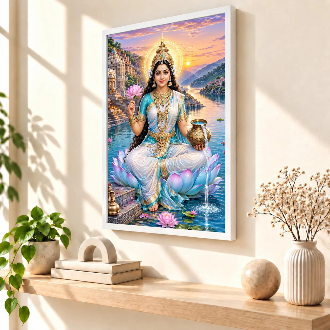Narmada Maa River Blessings Photo Frame 53 Narmada Maa River Blessings Photo Frame — white frame