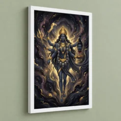Kali Durga Energy Fierce Divine Feminine Dark Gold Art Photo Frame — white frame angled wall