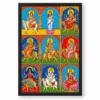 Navdurga Nine Forms Durga Vibrant Festival Devotional Art Photo Frame — black frame clean