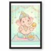 Baby Ganesha Ladoo Cute Pastel Festive Illustration Art Photo Frame — black frame clean