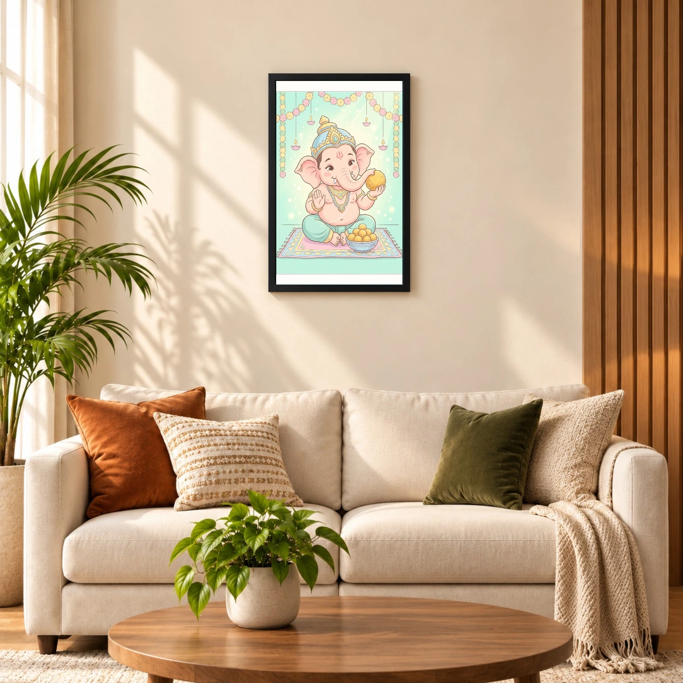 Baby Ganesha Ladoo Cute Pastel Festive Illustration Art Photo Frame 8 Baby Ganesha Ladoo Cute Pastel Festive Illustration Art Photo Frame — black frame sofa