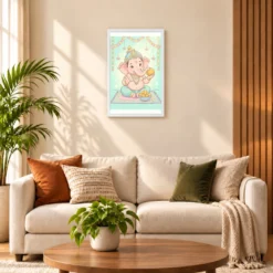 Baby Ganesha Ladoo Cute Pastel Festive Illustration Art Photo Frame 17 Baby Ganesha Ladoo Cute Pastel Festive Illustration Art Photo Frame — white frame sofa
