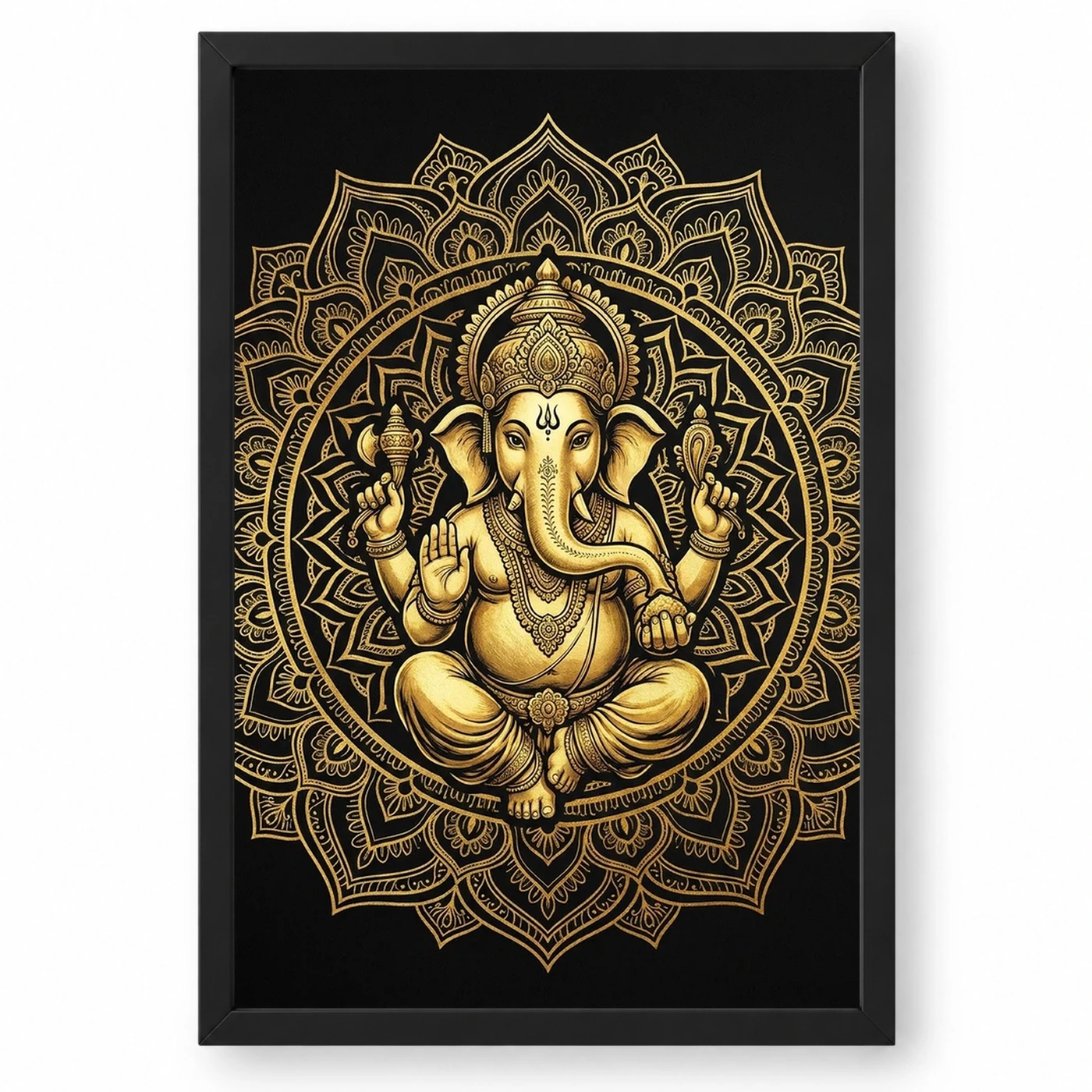 Ganesha Black Gold Luxury Mandala Premium Wall Art Photo Frame 1 Ganesha Black Gold Luxury Mandala Premium Wall Art Photo Frame — black frame clean