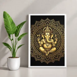 Ganesha Black Gold Luxury Mandala Premium Wall Art Photo Frame 12 Ganesha Black Gold Luxury Mandala Premium Wall Art Photo Frame — white frame console
