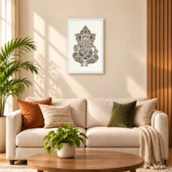 Ganesha Gond Tribal Art Colorful Madhya Pradesh Folk Art Photo Frame 17 Ganesha Gond Tribal Art Colorful Madhya Pradesh Folk Art Photo Frame — white frame sofa
