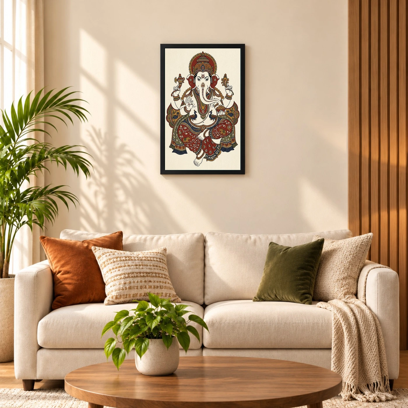 Ganesha Kalamkari Style Andhra Folk Art Earth Tones Photo Frame 8 Ganesha Kalamkari Style Andhra Folk Art Earth Tones Photo Frame — black frame sofa