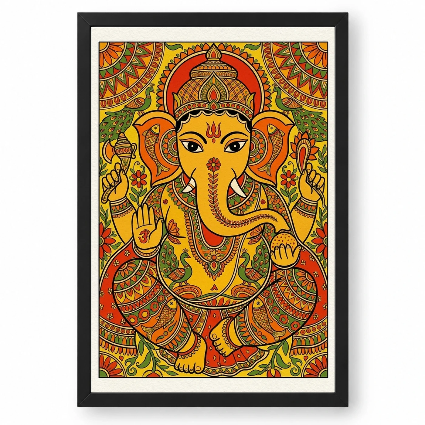 Ganesha Madhubani Folk Art Vibrant Bihar Traditional Painting Photo Frame 1 Ganesha Madhubani Folk Art Vibrant Bihar Traditional Painting Photo Frame — black frame clean