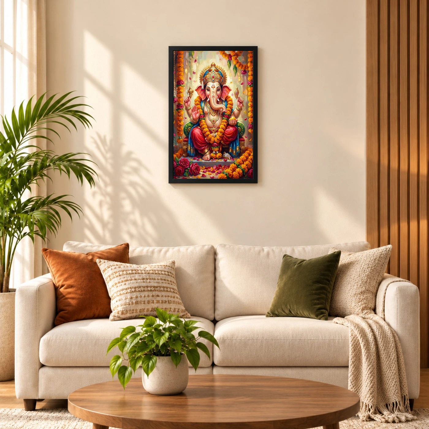 Ganesha Marigold Oil Painting Ganesh Chaturthi Festive Art Photo Frame 8 Ganesha Marigold Oil Painting Ganesh Chaturthi Festive Art Photo Frame — black frame sofa