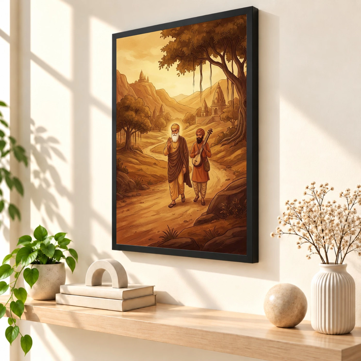 Guru Nanak Bhai Bala Spiritual Journey India Warm Art Photo Frame 2 Guru Nanak Bhai Bala Spiritual Journey India Warm Art Photo Frame — black frame console