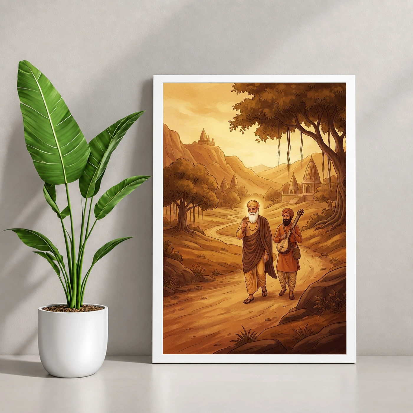 Guru Nanak Bhai Bala Spiritual Journey India Warm Art Photo Frame 4 Guru Nanak Bhai Bala Spiritual Journey India Warm Art Photo Frame — white frame console