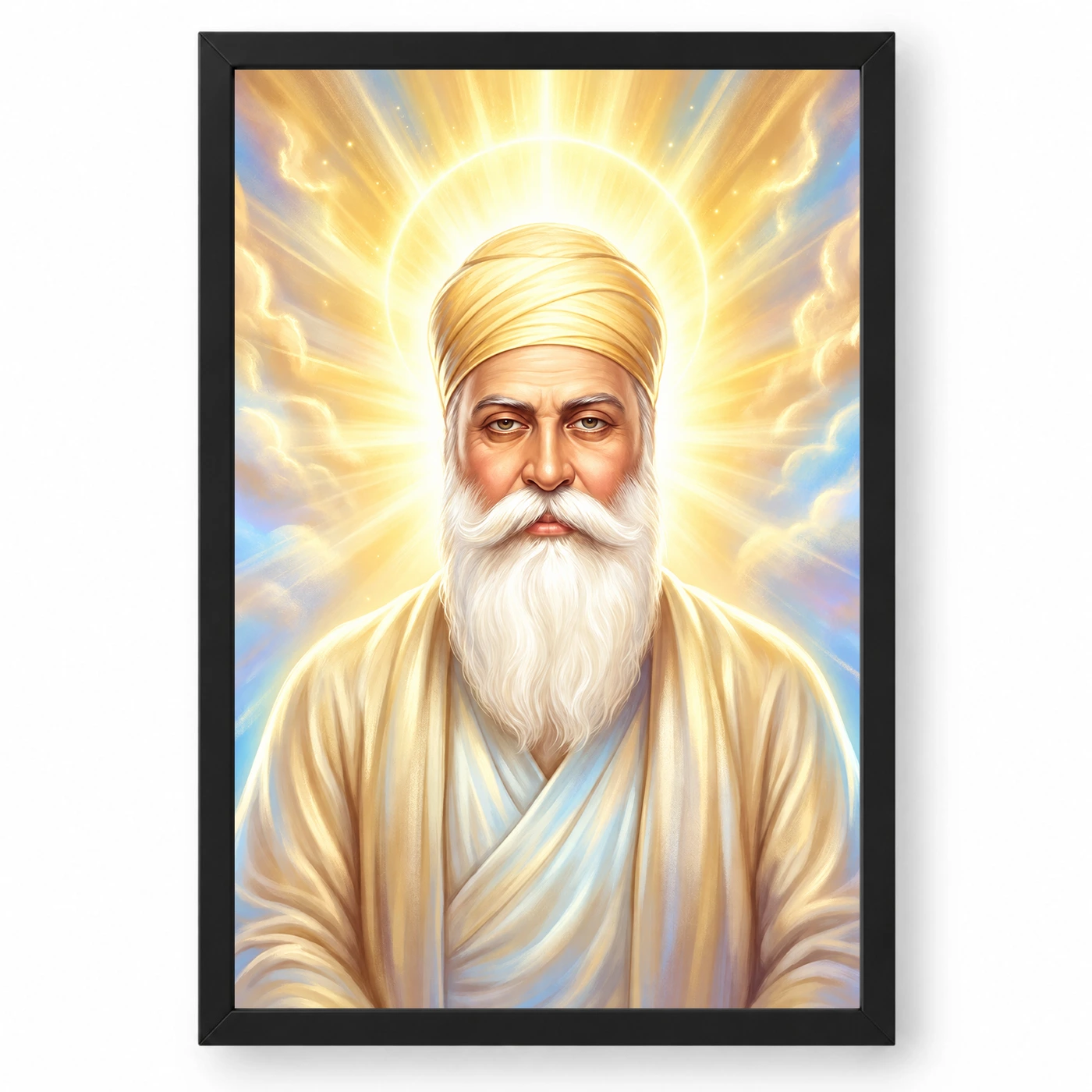 Guru Nanak Divine Light Waheguru Spiritual Aura Art Photo Frame 1 Guru Nanak Divine Light Waheguru Spiritual Aura Art Photo Frame — black frame clean