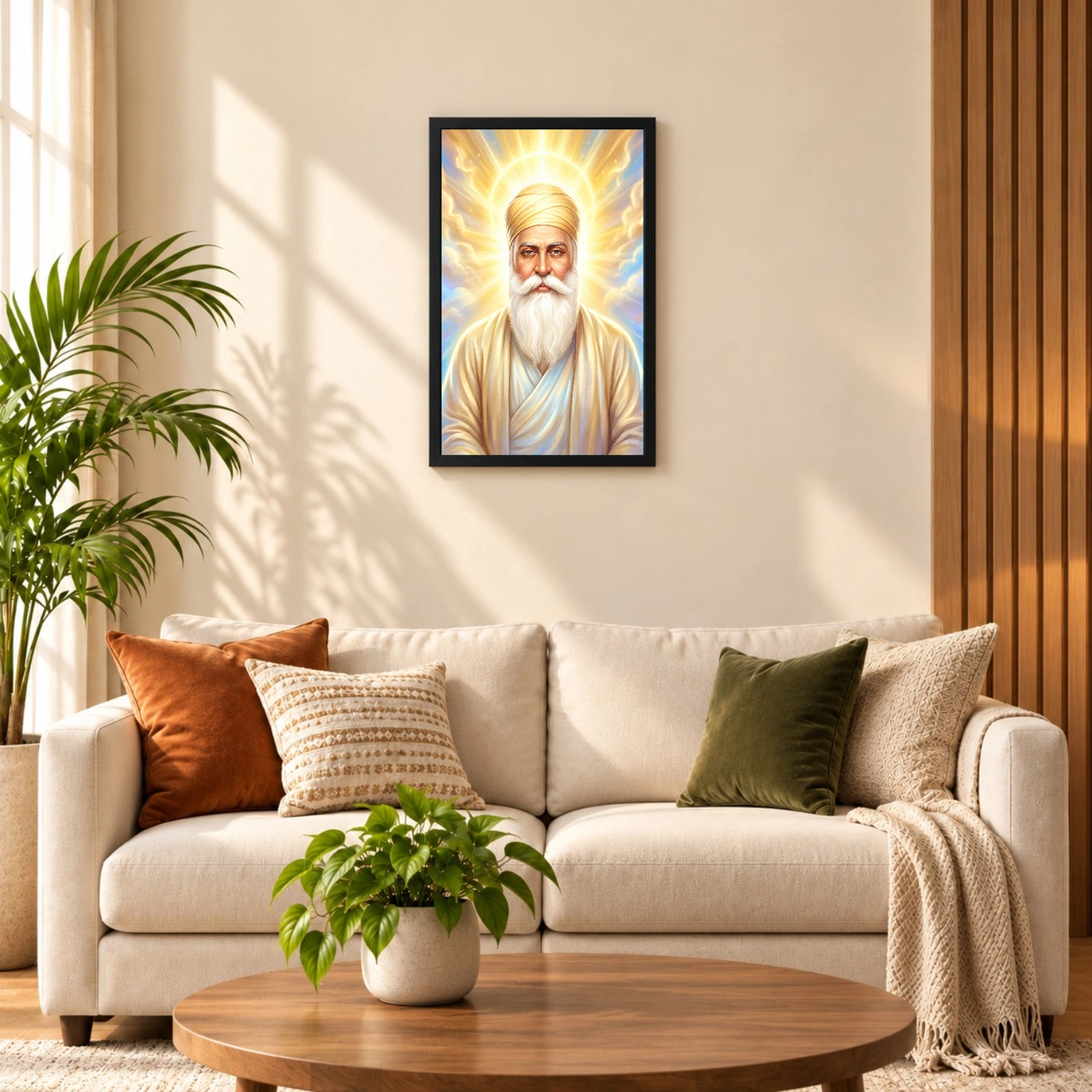 Guru Nanak Divine Light Waheguru Spiritual Aura Art Photo Frame 8 Guru Nanak Divine Light Waheguru Spiritual Aura Art Photo Frame — black frame sofa