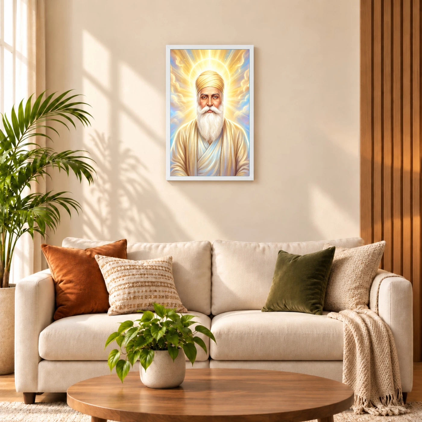 Guru Nanak Divine Light Waheguru Spiritual Aura Art Photo Frame 9 Guru Nanak Divine Light Waheguru Spiritual Aura Art Photo Frame — white frame sofa