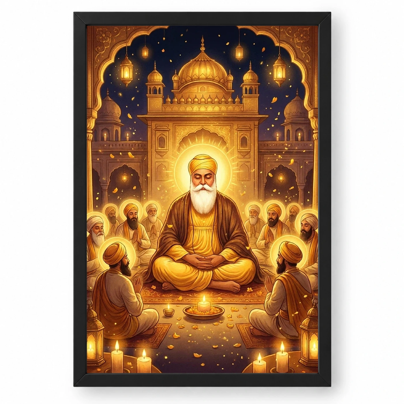 Guru Nanak Jayanti Prakash Purab Golden Festive Art Photo Frame 1 Guru Nanak Jayanti Prakash Purab Golden Festive Art Photo Frame — black frame clean