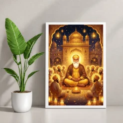 Guru Nanak Jayanti Prakash Purab Golden Festive Art Photo Frame 12 Guru Nanak Jayanti Prakash Purab Golden Festive Art Photo Frame — white frame console