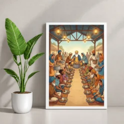 Guru Nanak Langar Community Meal Equality Seva Spiritual Art Photo Frame 12 Guru Nanak Langar Community Meal Equality Seva Spiritual Art Photo Frame — white frame console
