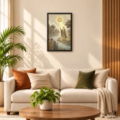 Guru Nanak Stopped Sun Sultanpur Miracle Divine Light Art Photo Frame — black frame sofa