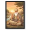 Guru Nanak Sunrise Blessing Orange Peaceful Divine Art Photo Frame — black frame clean