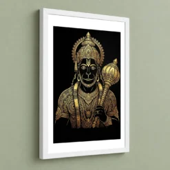 Hanuman Black Gold Luxury Mandala Premium Wall Art Photo Frame 13 Hanuman Black Gold Luxury Mandala Premium Wall Art Photo Frame — white frame angled wall