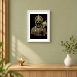 Hanuman Black Gold Luxury Mandala Premium Wall Art Photo Frame 14 Hanuman Black Gold Luxury Mandala Premium Wall Art Photo Frame — white frame distant wall