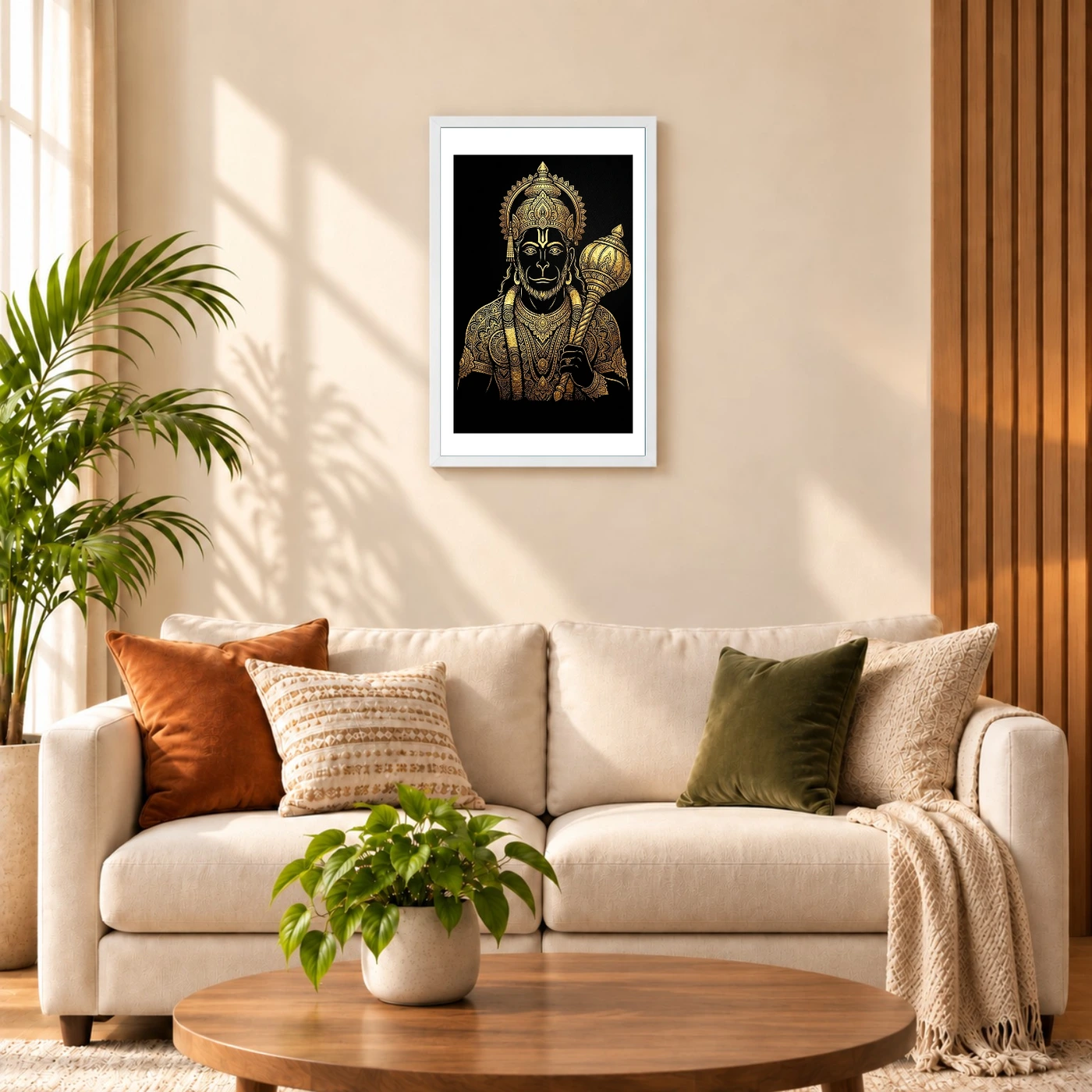 Hanuman Black Gold Luxury Mandala Premium Wall Art Photo Frame 9 Hanuman Black Gold Luxury Mandala Premium Wall Art Photo Frame — white frame sofa