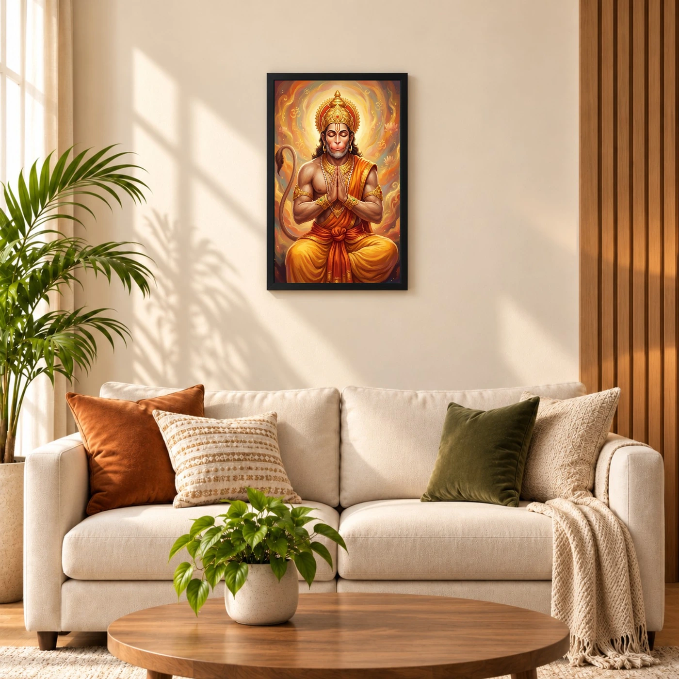 Hanuman Chalisa Inspired Devotional Saffron Gold Art Photo Frame 8 Hanuman Chalisa Inspired Devotional Saffron Gold Art Photo Frame — black frame sofa