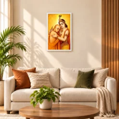Krishna Sudama Friendship Devotional Golden Traditional Art Photo Frame — white frame sofa