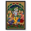 Lord Krishna Tanjore Painting Gopis Gold South Indian Art Photo Frame 18 Lord Krishna Tanjore Painting Gopis Gold South Indian Art Photo Frame — black frame clean