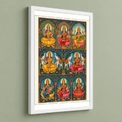 Ashtalakshmi Eight Forms Lakshmi Traditional Festival Art Photo Frame 13 Ashtalakshmi Eight Forms Lakshmi Traditional Festival Art Photo Frame — white frame angled wall