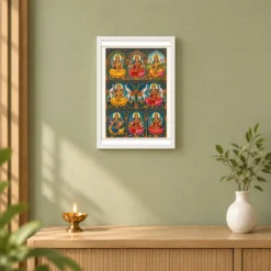 Ashtalakshmi Eight Forms Lakshmi Traditional Festival Art Photo Frame 14 Ashtalakshmi Eight Forms Lakshmi Traditional Festival Art Photo Frame — white frame distant wall