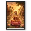 Lakshmi Golden Hour Lotus Pond Orange Gold Divine Art Photo Frame — black frame clean