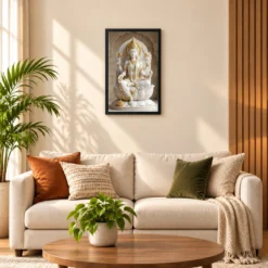 Lakshmi Marble Sculpture White Gold Divine Classical Art Photo Frame — black frame sofa
