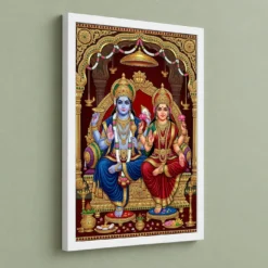 Lakshmi Narayan Tanjore Painting Gold South Indian Art Photo Frame 13 Lakshmi Narayan Tanjore Painting Gold South Indian Art Photo Frame — white frame angled wall