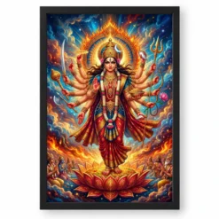 Maha Lakshmi Fierce Eighteen Arms Powerful Goddess Art Photo Frame — black frame clean