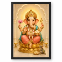 Bal Ganesha — Modak Blessings Frame — black frame clean