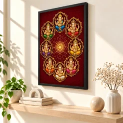 Ashtavinayak — Eight Sacred Forms Frame — black frame console