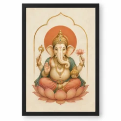 Ganesha — Modern Minimalist Ivory Art Frame — black frame clean