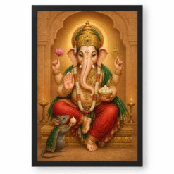 Mushak Vahana Ganesha — Devotional Companion Frame — black frame clean