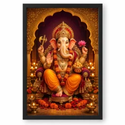 Ganesh Chaturthi — Festival Pandal Blessings Frame — black frame clean
